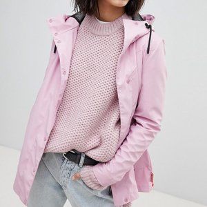 HUNTER Lightweight Rubber Raincoat Pink Size Medium